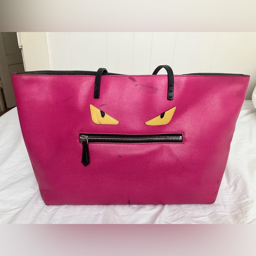 Authentic Fendi Pink leather Monster Tote - Picture 3 of 12